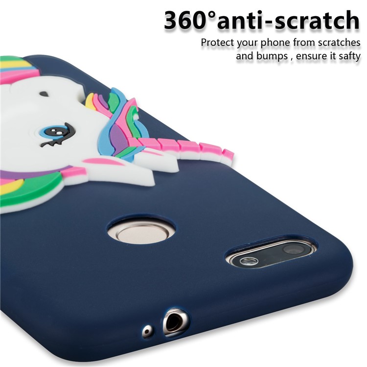 Lovely 3D Unicorn Pattern TPU Case Shell for Huawei Y6 Pro (2017) / Enjoy 7 / P9 lite mini - Dark Blue-2