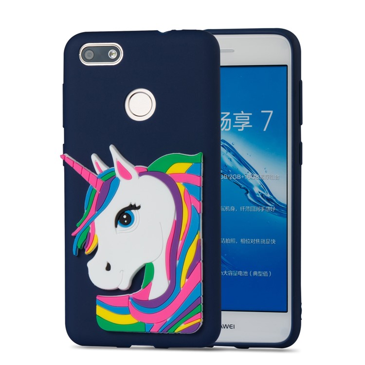 Lovely 3D Unicorn Pattern TPU Case Shell for Huawei Y6 Pro (2017) / Enjoy 7 / P9 lite mini - Dark Blue-5
