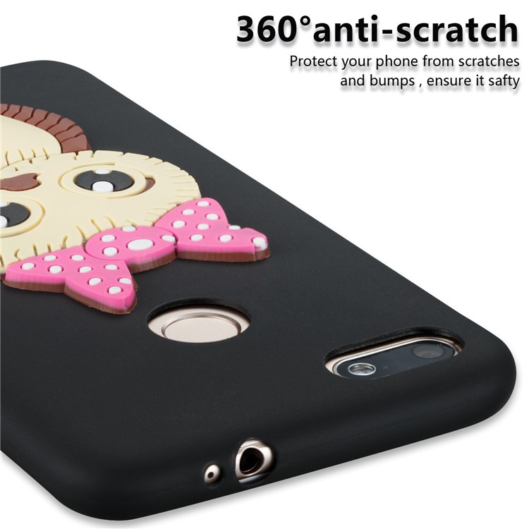 Cute 3D Female Owl Pattern TPU Soft Phone Case for Huawei P9 lite mini / Y6 Pro (2017) / Enjoy 7 - Black-2