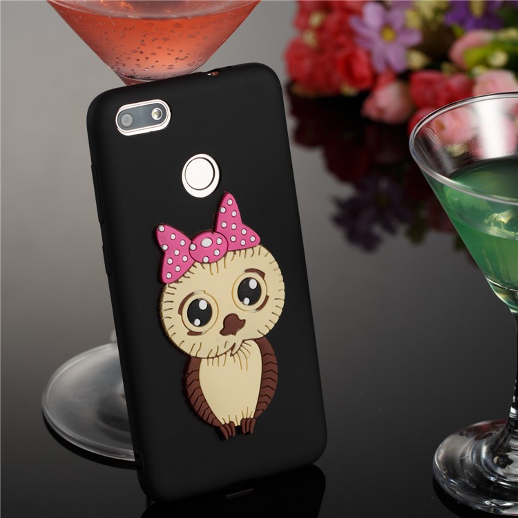 Cute 3D Female Owl Pattern TPU Soft Phone Case for Huawei P9 lite mini / Y6 Pro (2017) / Enjoy 7 - Black-4