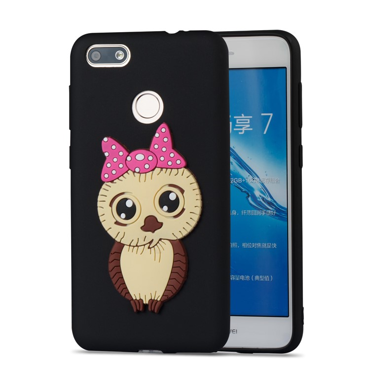 Cute 3D Female Owl Pattern TPU Soft Phone Case for Huawei P9 lite mini / Y6 Pro (2017) / Enjoy 7 - Black-5