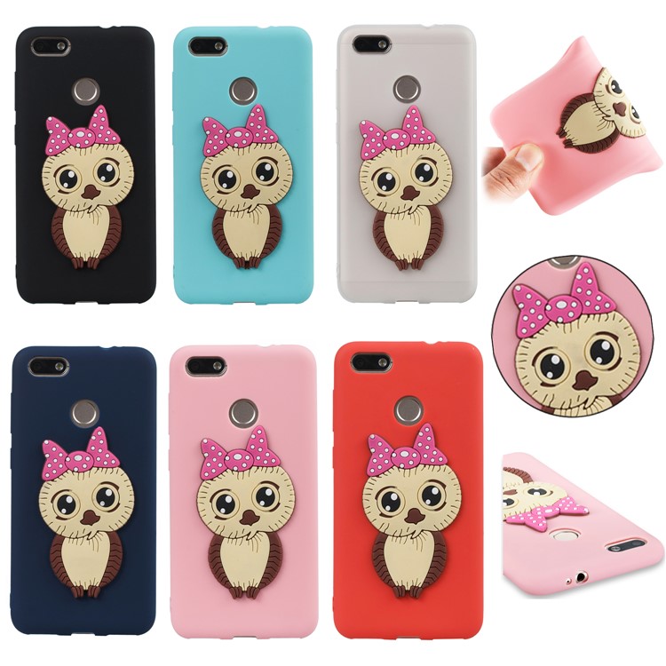 Cute 3D Female Owl Pattern TPU Soft Phone Case for Huawei P9 lite mini / Y6 Pro (2017) / Enjoy 7 - Black-7