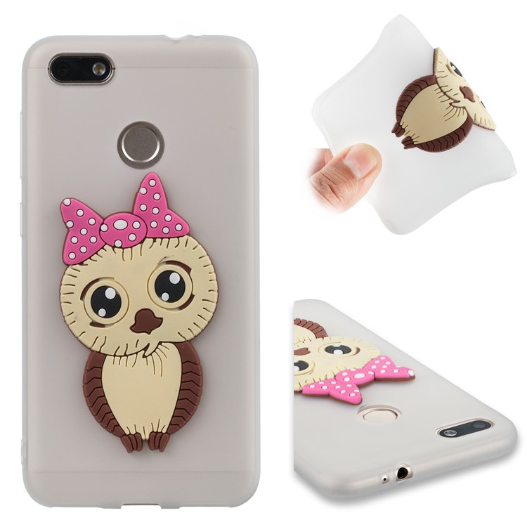 Cute 3D Female Owl Pattern TPU Soft Phone Shell for Huawei P9 lite mini / Y6 Pro (2017) / Enjoy 7 - White-1
