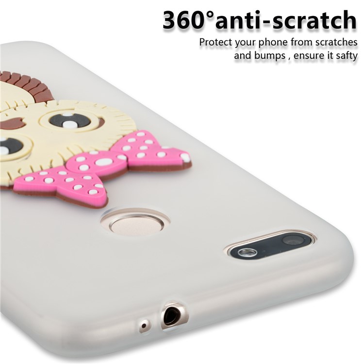 Cute 3D Female Owl Pattern TPU Soft Phone Shell for Huawei P9 lite mini / Y6 Pro (2017) / Enjoy 7 - White-2