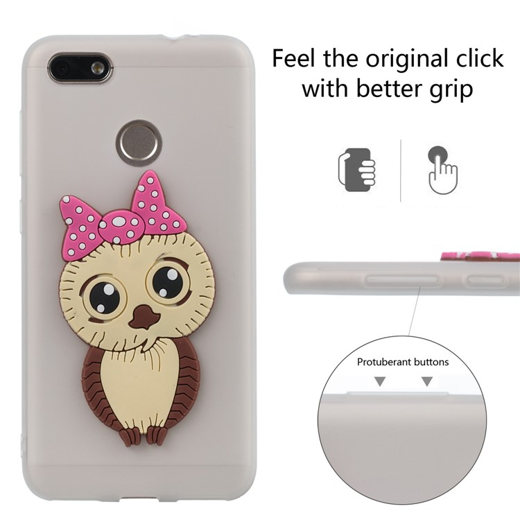Cute 3D Female Owl Pattern TPU Soft Phone Shell for Huawei P9 lite mini / Y6 Pro (2017) / Enjoy 7 - White-3