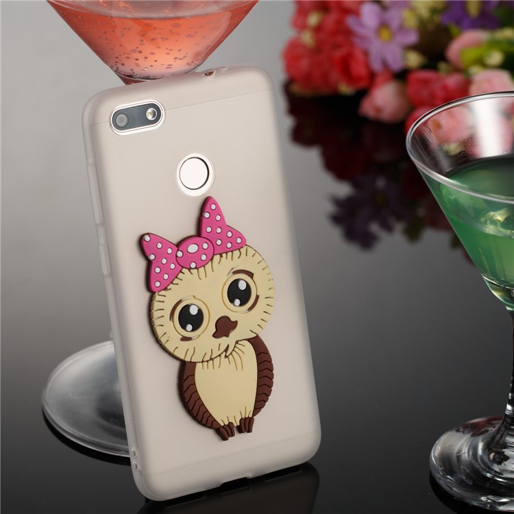 Cute 3D Female Owl Pattern TPU Soft Phone Shell for Huawei P9 lite mini / Y6 Pro (2017) / Enjoy 7 - White-4