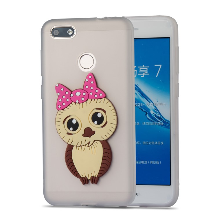 Cute 3D Female Owl Pattern TPU Soft Phone Shell for Huawei P9 lite mini / Y6 Pro (2017) / Enjoy 7 - White-5