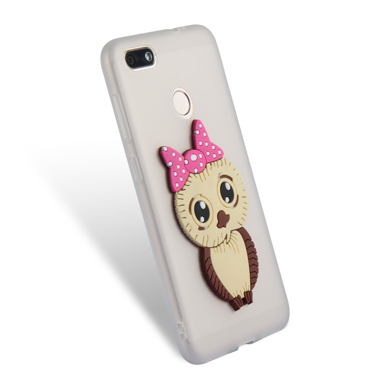 Cute 3D Female Owl Pattern TPU Soft Phone Shell for Huawei P9 lite mini / Y6 Pro (2017) / Enjoy 7 - White-6