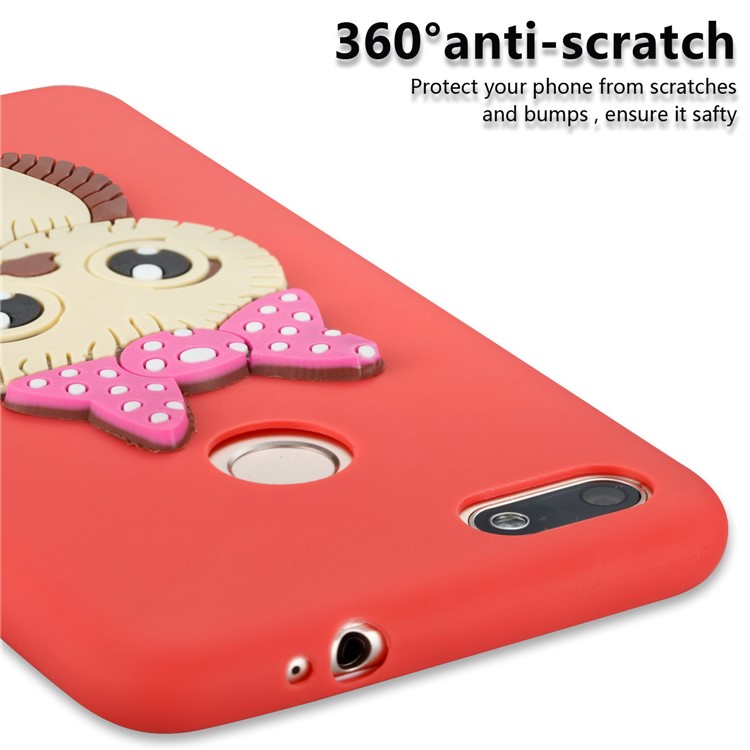 Cute 3D Female Owl Pattern TPU Soft Phone Casing Cover for Huawei P9 lite mini / Y6 Pro (2017) / Enjoy 7 - Red-2