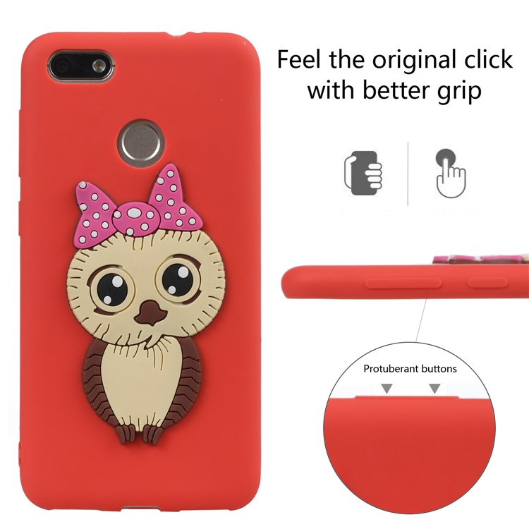 Cute 3D Female Owl Pattern TPU Soft Phone Casing Cover for Huawei P9 lite mini / Y6 Pro (2017) / Enjoy 7 - Red-3