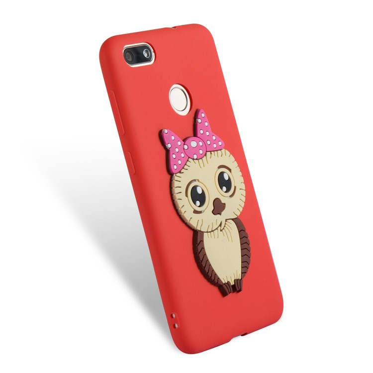 Cute 3D Female Owl Pattern TPU Soft Phone Casing Cover for Huawei P9 lite mini / Y6 Pro (2017) / Enjoy 7 - Red-6