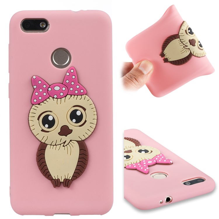 Cute 3D Female Owl Pattern TPU Soft Phone Cover for Huawei P9 lite mini / Y6 Pro (2017) / Enjoy 7 - Pink-1