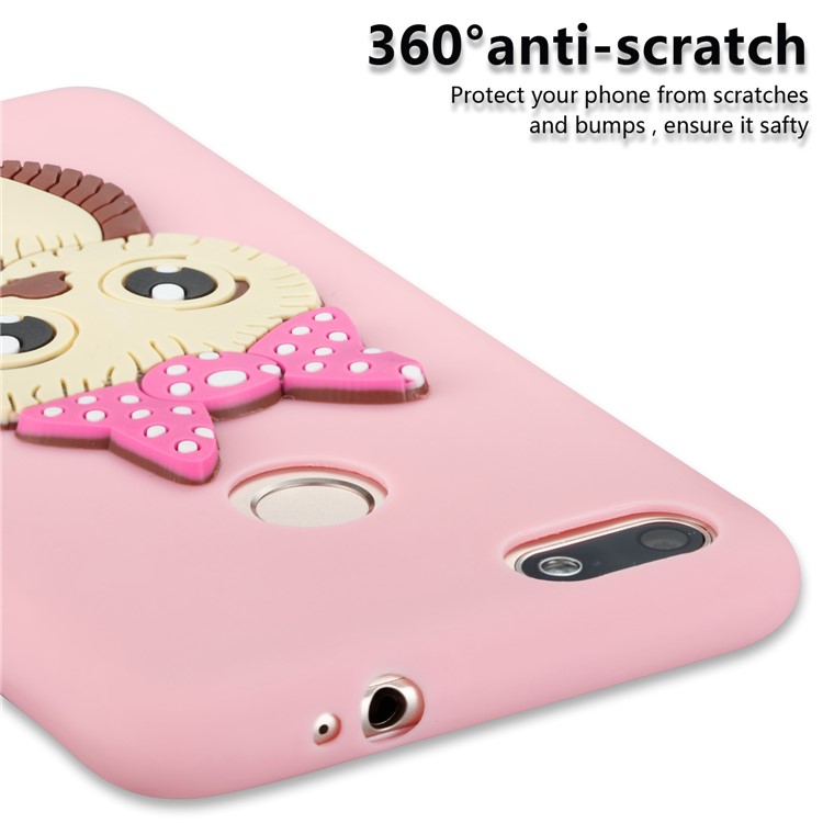 Cute 3D Female Owl Pattern TPU Soft Phone Cover for Huawei P9 lite mini / Y6 Pro (2017) / Enjoy 7 - Pink-2