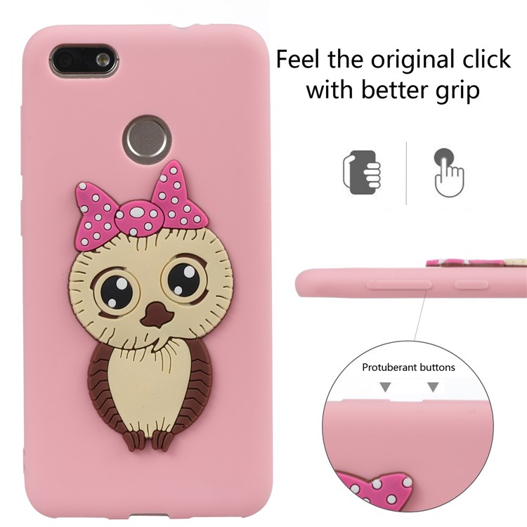 Cute 3D Female Owl Pattern TPU Soft Phone Cover for Huawei P9 lite mini / Y6 Pro (2017) / Enjoy 7 - Pink-3