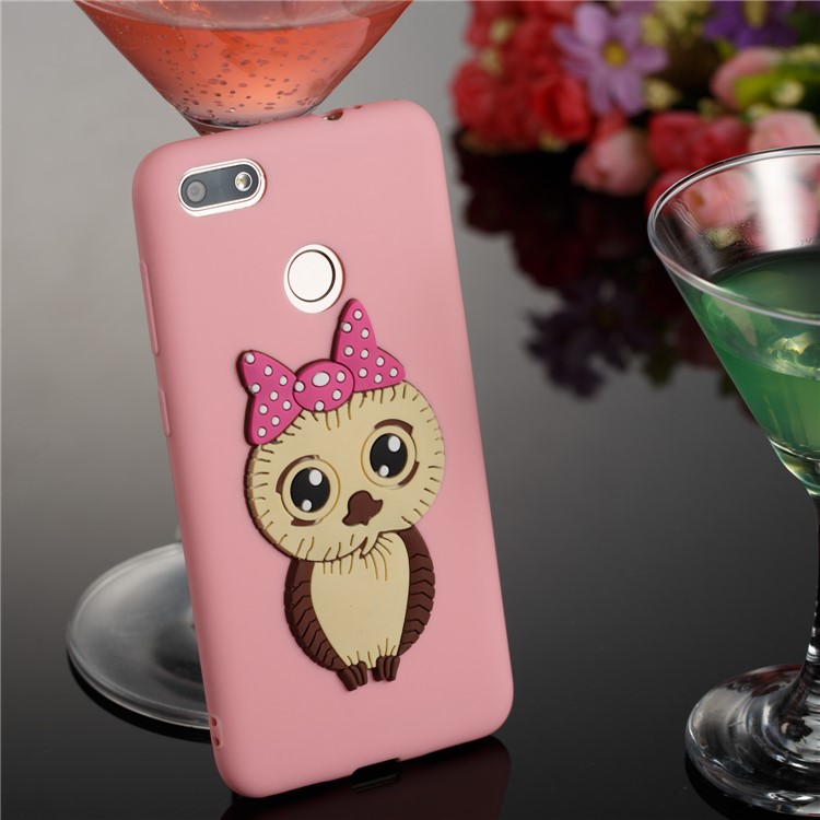 Cute 3D Female Owl Pattern TPU Soft Phone Cover for Huawei P9 lite mini / Y6 Pro (2017) / Enjoy 7 - Pink-4