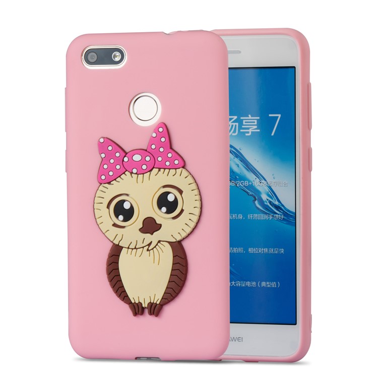 Cute 3D Female Owl Pattern TPU Soft Phone Cover for Huawei P9 lite mini / Y6 Pro (2017) / Enjoy 7 - Pink-5