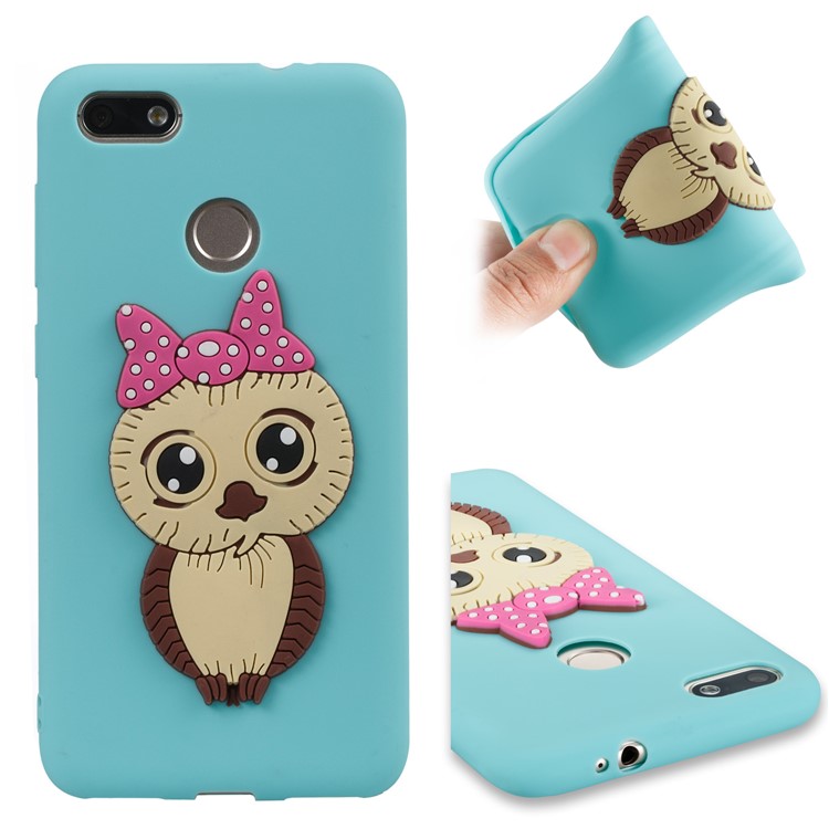 Cute 3D Female Owl Pattern TPU Soft Phone Protection Shell for Huawei P9 lite mini / Y6 Pro (2017) / Enjoy 7 - Baby Bllue-1