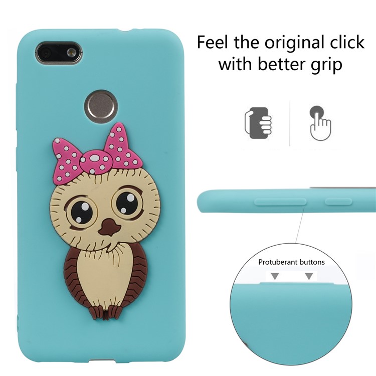 Cute 3D Female Owl Pattern TPU Soft Phone Protection Shell for Huawei P9 lite mini / Y6 Pro (2017) / Enjoy 7 - Baby Bllue-3