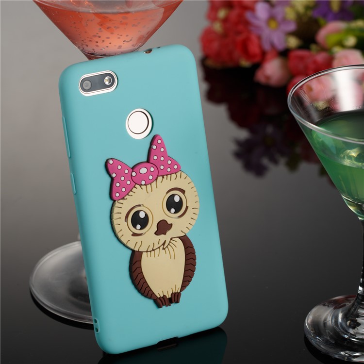 Cute 3D Female Owl Pattern TPU Soft Phone Protection Shell for Huawei P9 lite mini / Y6 Pro (2017) / Enjoy 7 - Baby Bllue-4