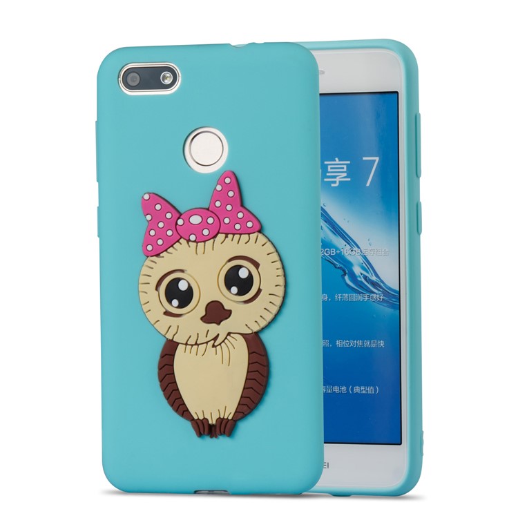 Cute 3D Female Owl Pattern TPU Soft Phone Protection Shell for Huawei P9 lite mini / Y6 Pro (2017) / Enjoy 7 - Baby Bllue-5