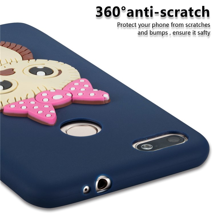 Cute 3D Female Owl Pattern TPU Soft Mobile Phone Shell for Huawei P9 lite mini / Y6 Pro (2017) / Enjoy 7 - Dark Blue-2