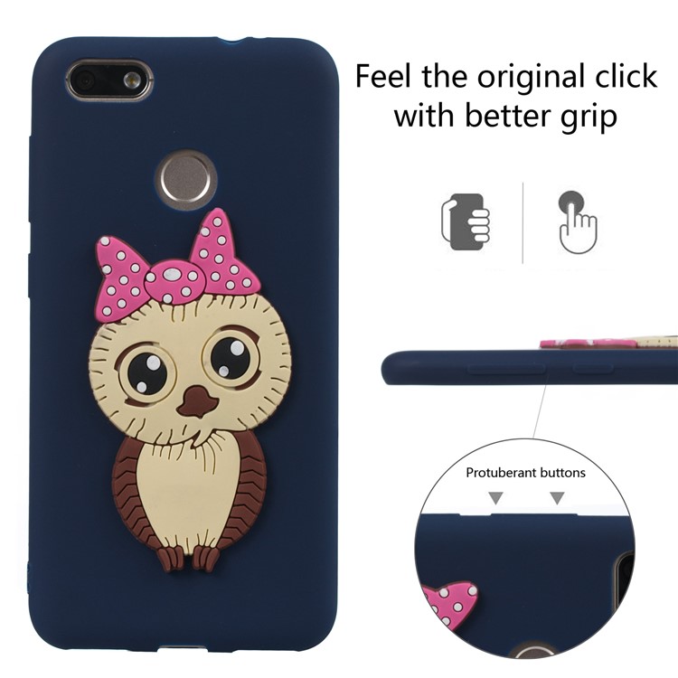 Cute 3D Female Owl Pattern TPU Soft Mobile Phone Shell for Huawei P9 lite mini / Y6 Pro (2017) / Enjoy 7 - Dark Blue-3