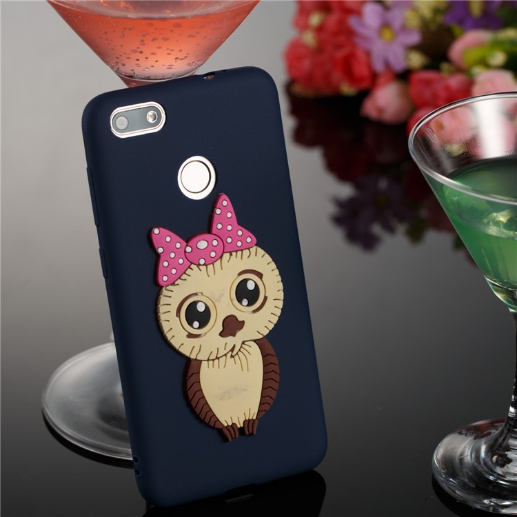 Cute 3D Female Owl Pattern TPU Soft Mobile Phone Shell for Huawei P9 lite mini / Y6 Pro (2017) / Enjoy 7 - Dark Blue-4