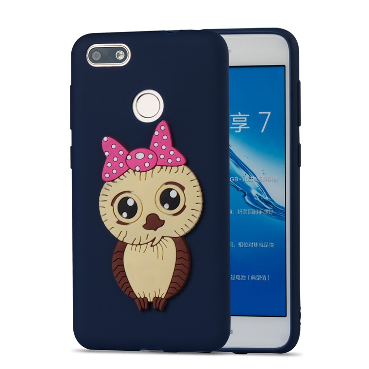 Cute 3D Female Owl Pattern TPU Soft Mobile Phone Shell for Huawei P9 lite mini / Y6 Pro (2017) / Enjoy 7 - Dark Blue-5