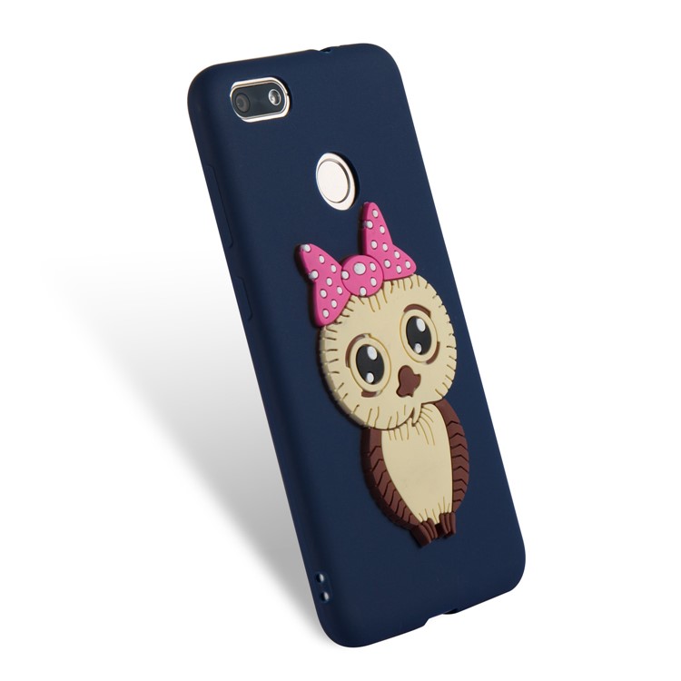 Cute 3D Female Owl Pattern TPU Soft Mobile Phone Shell for Huawei P9 lite mini / Y6 Pro (2017) / Enjoy 7 - Dark Blue-6