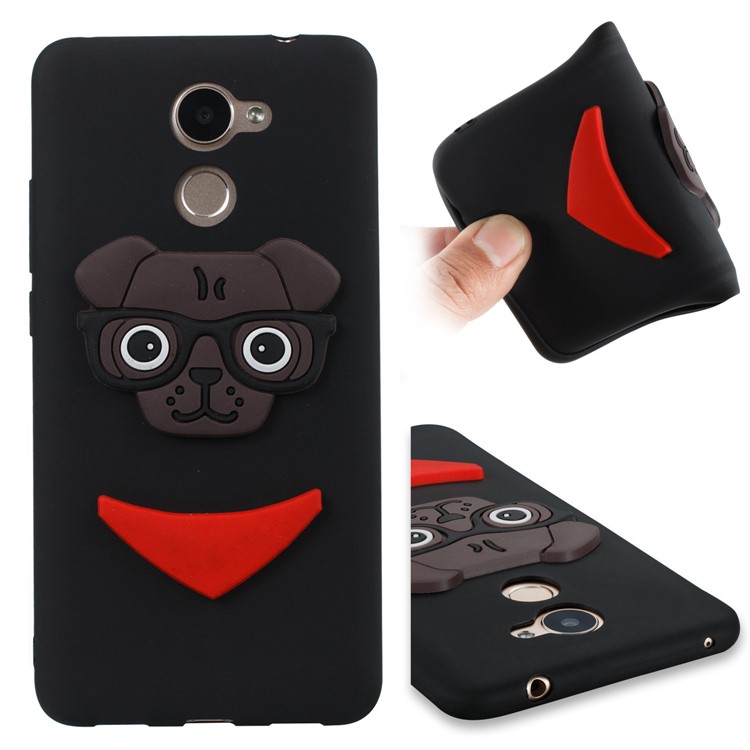 Lovely 3D Dog Pattern TPU Case for Huawei Y7 Prime / Enjoy 7 Plus - Black-1