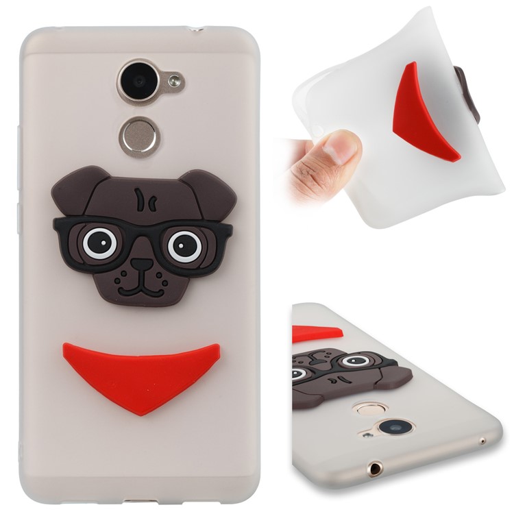 Lovely 3D Dog Pattern TPU Shell Case for Huawei Y7 Prime / Enjoy 7 Plus - White-1