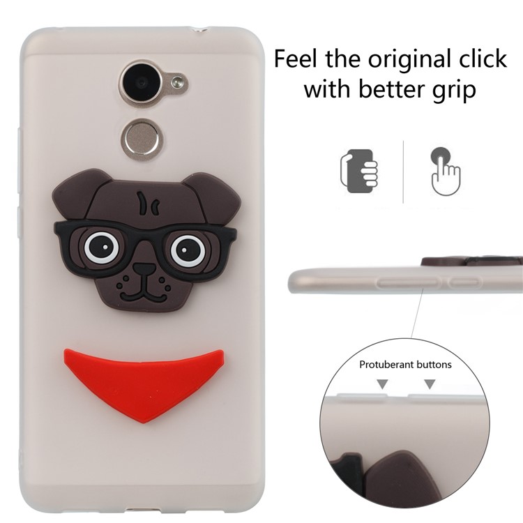Lovely 3D Dog Pattern TPU Shell Case for Huawei Y7 Prime / Enjoy 7 Plus - White-3