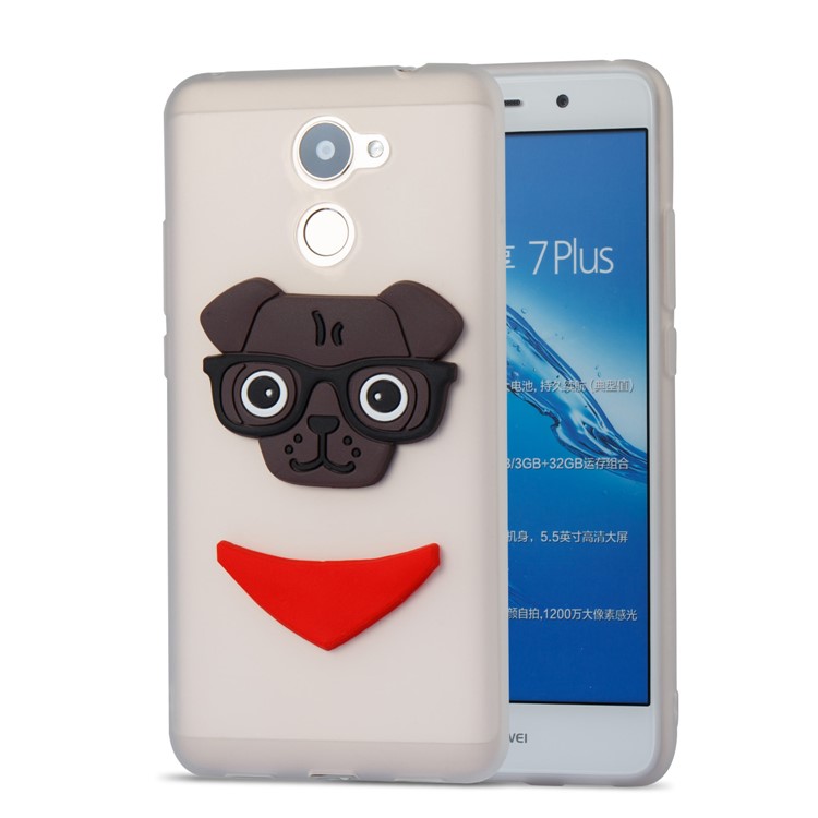 Lovely 3D Dog Pattern TPU Shell Case for Huawei Y7 Prime / Enjoy 7 Plus - White-5