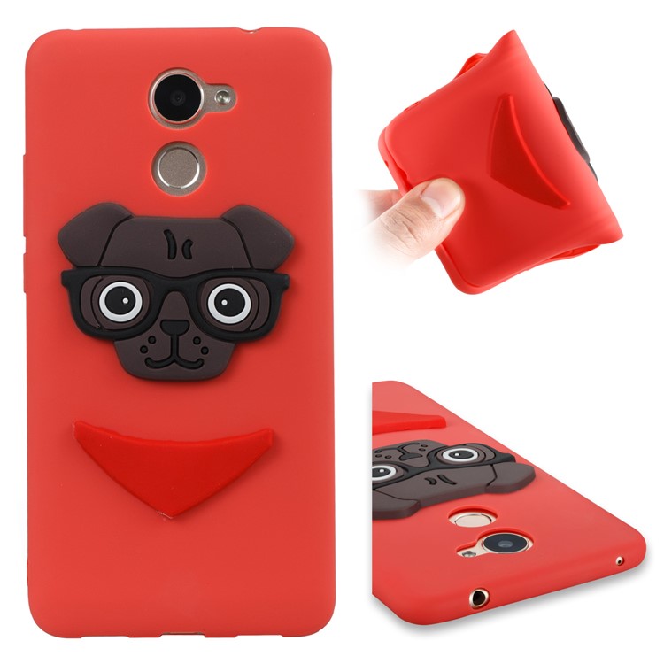 Lovely 3D Dog Pattern TPU Shell Cover Case for Huawei Y7 Prime / Enjoy 7 Plus - Red-1