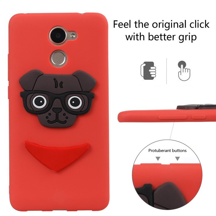 Lovely 3D Dog Pattern TPU Shell Cover Case for Huawei Y7 Prime / Enjoy 7 Plus - Red-3