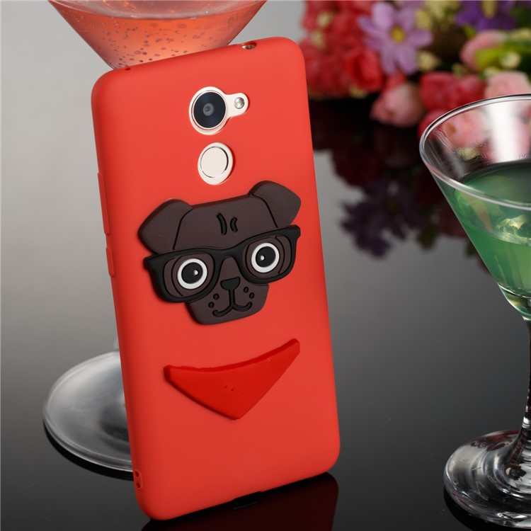 Lovely 3D Dog Pattern TPU Shell Cover Case for Huawei Y7 Prime / Enjoy 7 Plus - Red-4