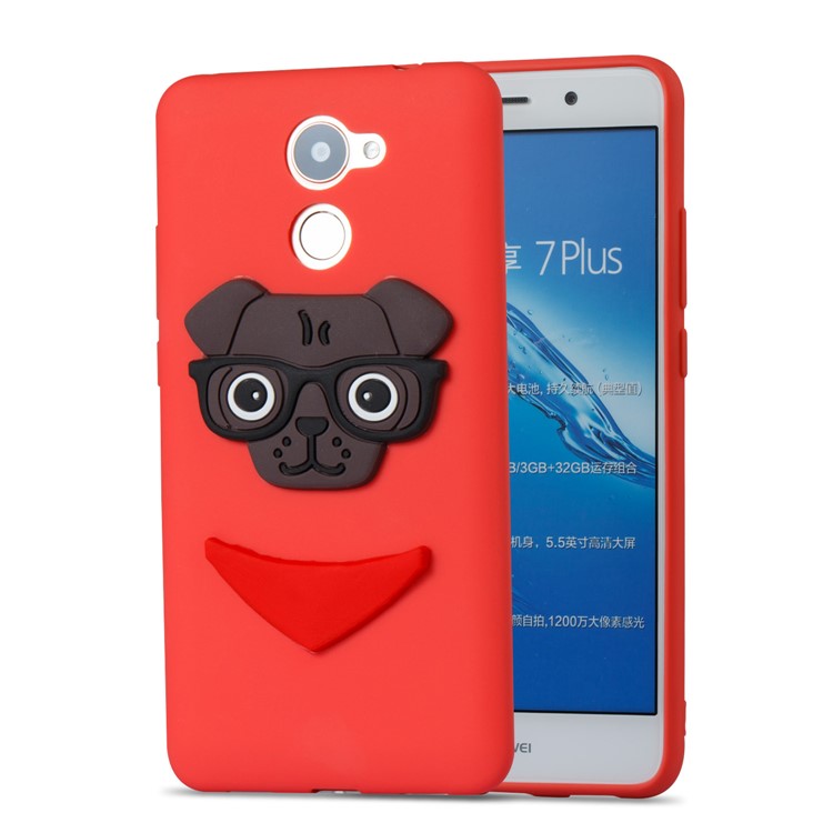 Lovely 3D Dog Pattern TPU Shell Cover Case for Huawei Y7 Prime / Enjoy 7 Plus - Red-5
