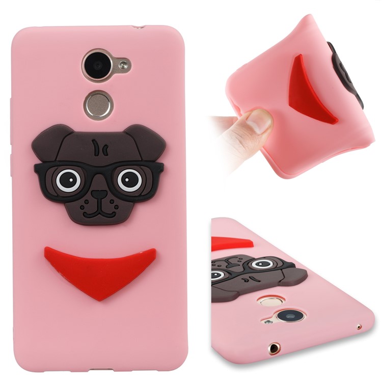Lovely 3D Dog Pattern TPU Phone Shell Case for Huawei Y7 Prime / Enjoy 7 Plus - Pink-1