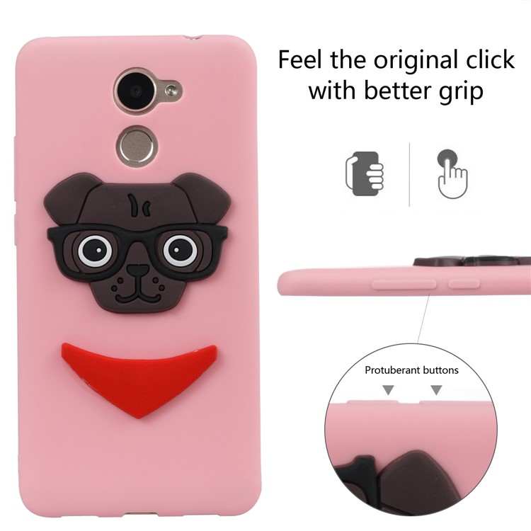 Lovely 3D Dog Pattern TPU Phone Shell Case for Huawei Y7 Prime / Enjoy 7 Plus - Pink-3