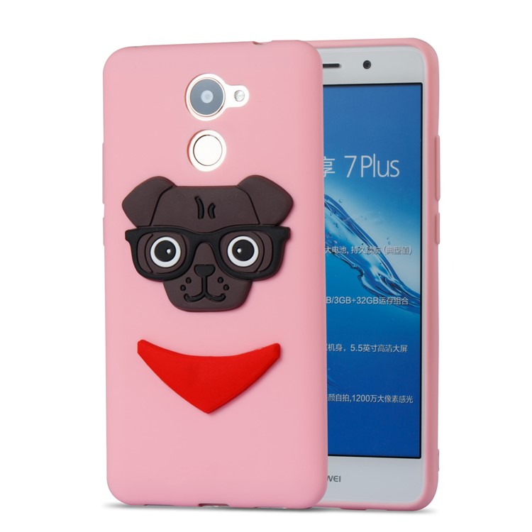 Lovely 3D Dog Pattern TPU Phone Shell Case for Huawei Y7 Prime / Enjoy 7 Plus - Pink-5
