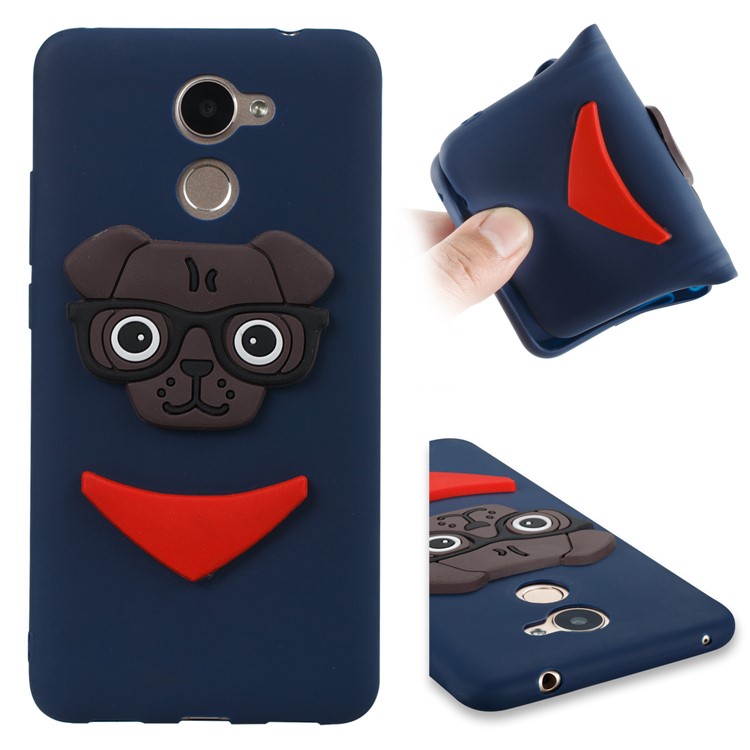Lovely 3D Dog Pattern TPU Case Accessory for Huawei Y7 Prime / Enjoy 7 Plus - Dark Blue-1