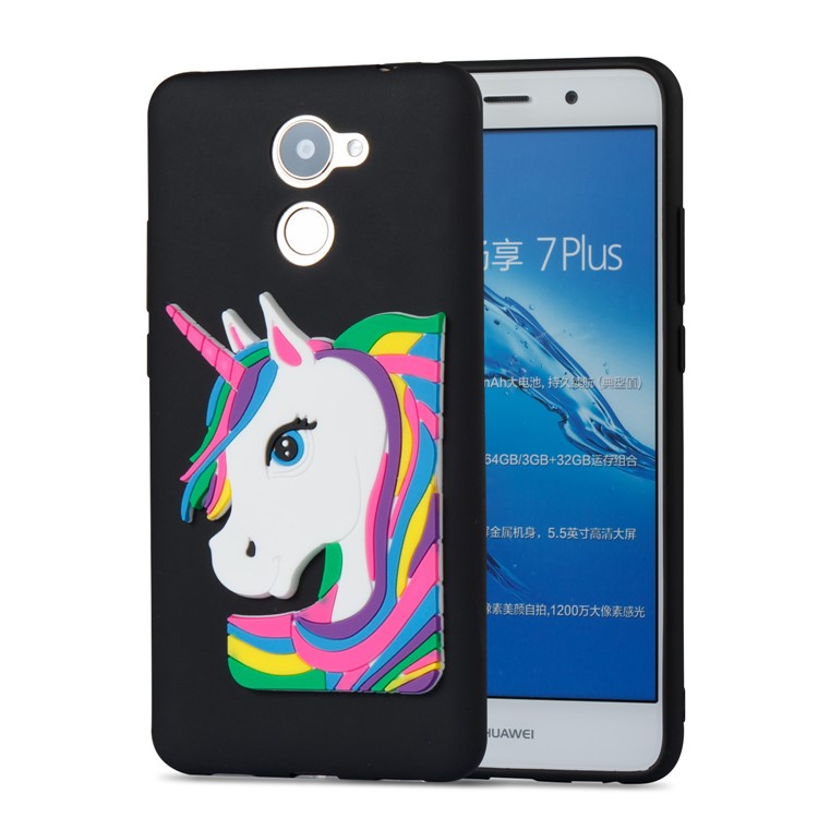 Lovely 3D Unicorn Pattern TPU Case for Huawei Y7 Prime / Enjoy 7 Plus - Black-4