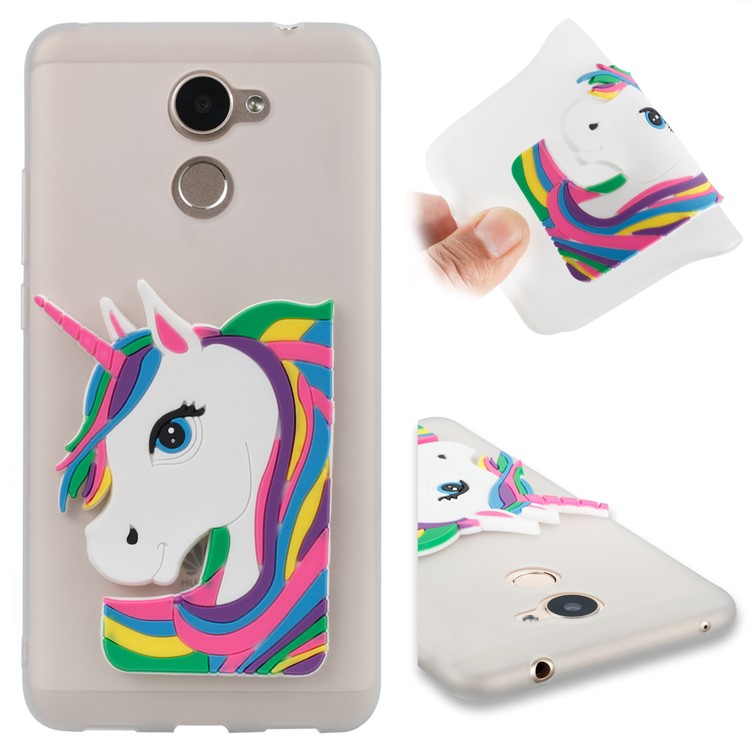 Lovely 3D Unicorn Pattern TPU Back Case for Huawei Y7 Prime / Enjoy 7 Plus - White-1