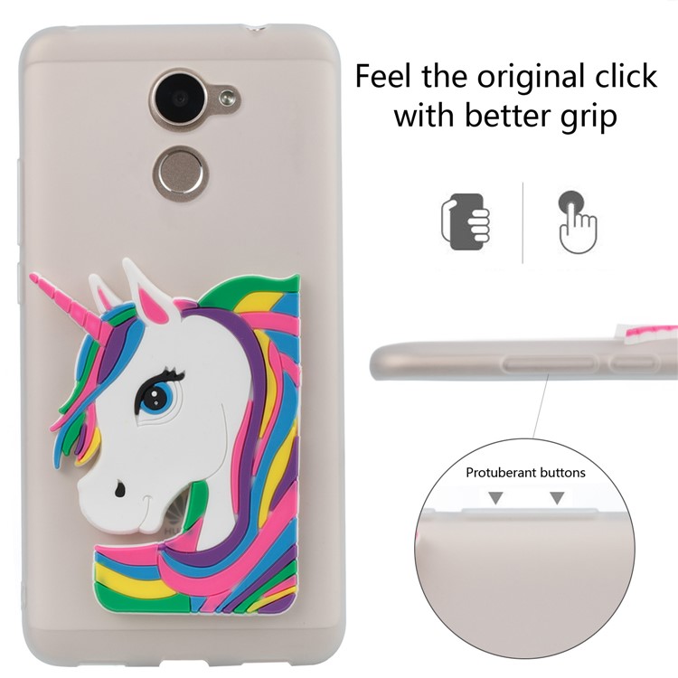 Lovely 3D Unicorn Pattern TPU Back Case for Huawei Y7 Prime / Enjoy 7 Plus - White-3