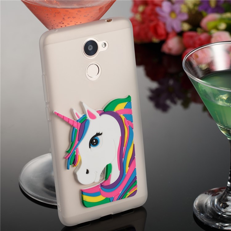 Lovely 3D Unicorn Pattern TPU Back Case for Huawei Y7 Prime / Enjoy 7 Plus - White-4