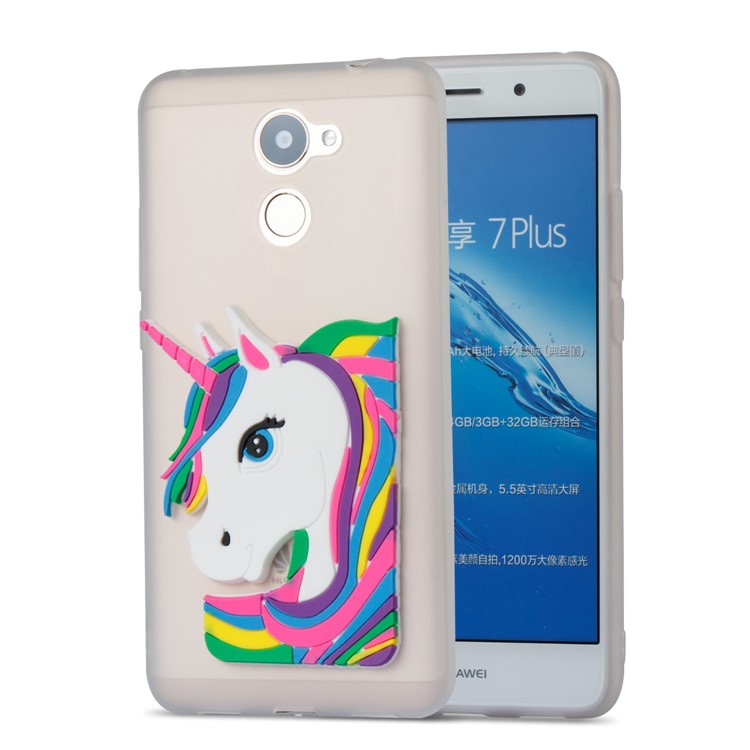 Lovely 3D Unicorn Pattern TPU Back Case for Huawei Y7 Prime / Enjoy 7 Plus - White-5