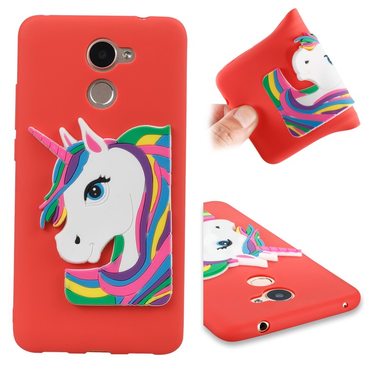 Lovely 3D Unicorn Pattern TPU Cover Case for Huawei Y7 Prime / Enjoy 7 Plus - Red-1