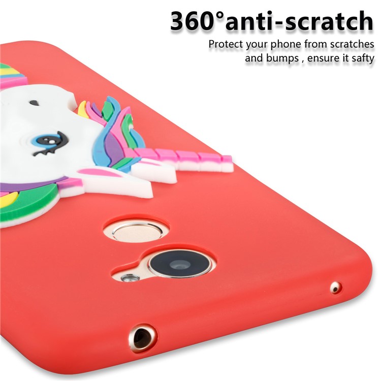 Lovely 3D Unicorn Pattern TPU Cover Case for Huawei Y7 Prime / Enjoy 7 Plus - Red-2