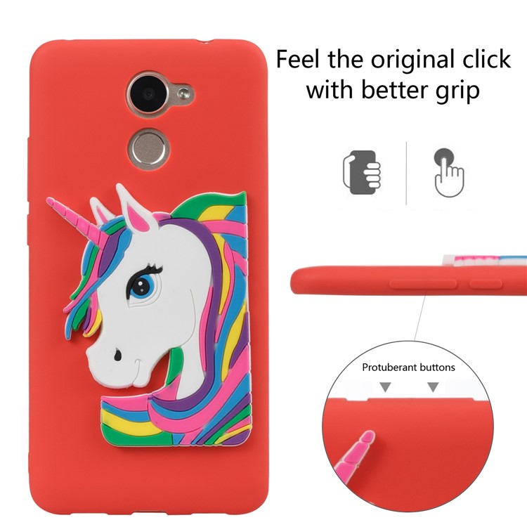 Lovely 3D Unicorn Pattern TPU Cover Case for Huawei Y7 Prime / Enjoy 7 Plus - Red-3