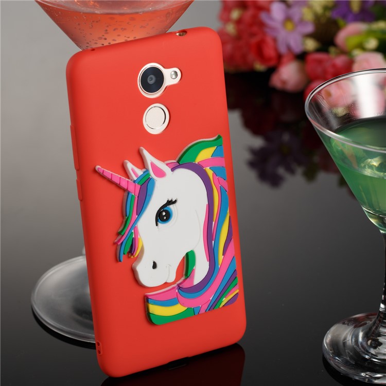 Lovely 3D Unicorn Pattern TPU Cover Case for Huawei Y7 Prime / Enjoy 7 Plus - Red-4